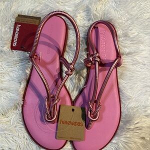 Havaianas Women's Metallic Pink Rope-Strap Sandals